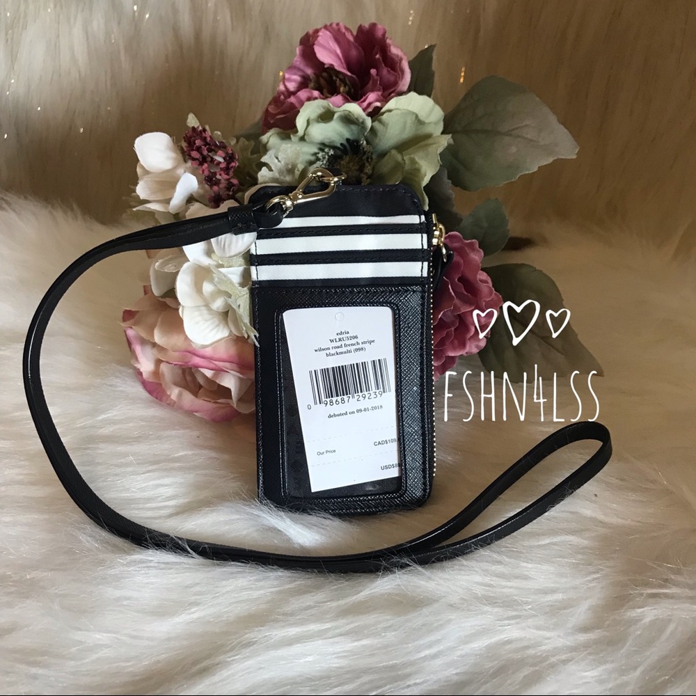 Kate Spade Edria FRENCH STRIPE Lanyard Wallet - Picture 2 of 8